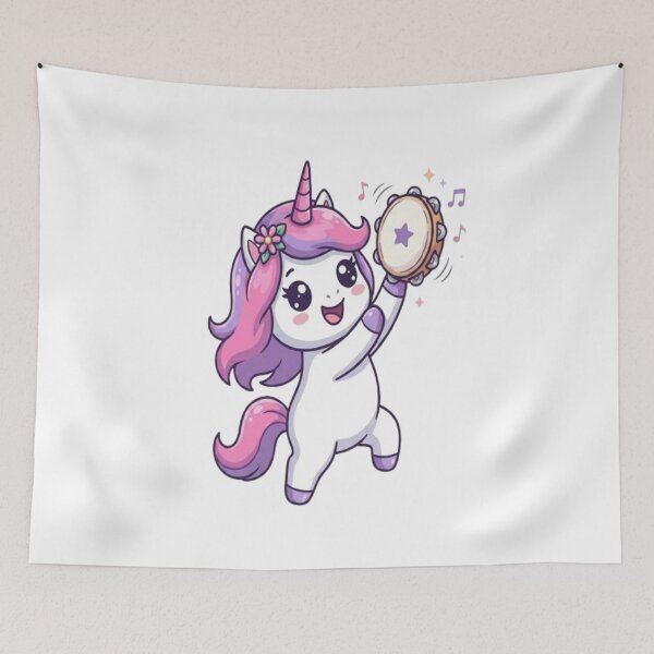 Item preview, Cute Unicorn Playing Tambourine Instrument designed and sold by Ella_Sketch.
