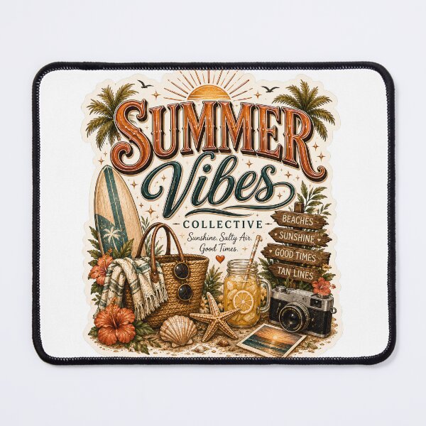 Item preview, Summer Vibes Vintage Typography Beach Design | Retro Coastal Aesthetic designed and sold by M.Store.