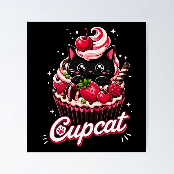 Item preview, Cupcat Cute Black Cat Cupcake Design | Sweet Kawaii Dessert Kitty Gift for Cat Lovers & Bakery Fans  Cupcat - Cute Food Cat  designed and sold by Huddy-clothes.