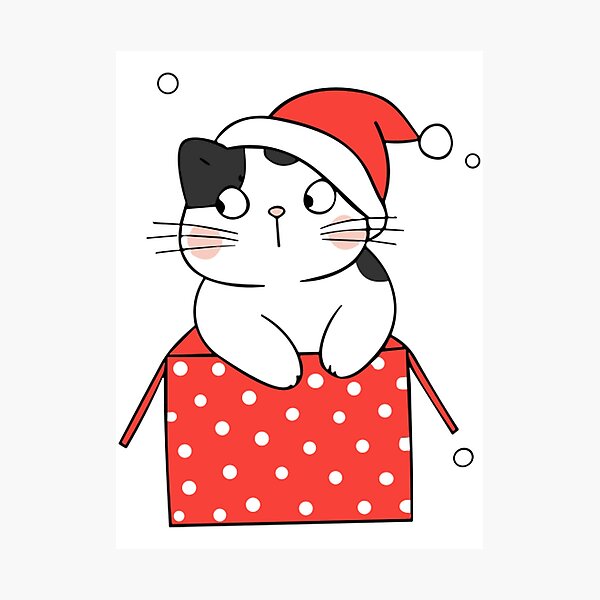 Item preview, Cat Christmas Box Cute Kitten In Gift Illustration designed and sold by AvocadoShopp.