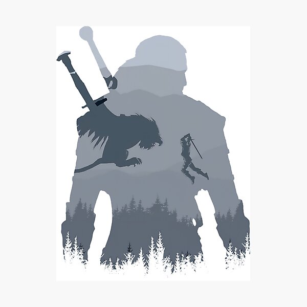 Item preview, Epic Monster Battle Silhouette | Dark Fantasy Warrior Artwork designed and sold by PosterFuel.