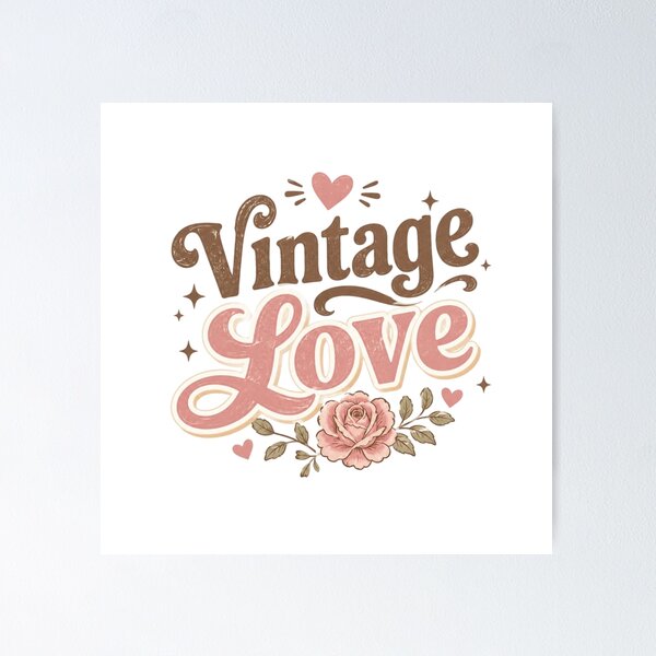 Item preview, Vintage Love Retro Aesthetic Cute Floral Typography | Groovy Romantic Vintage Style Gift designed and sold by Sanika arts .