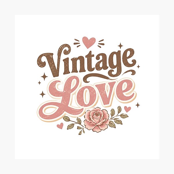 Item preview, Vintage Love Retro Aesthetic Cute Floral Typography | Groovy Romantic Vintage Style Gift designed and sold by Sanika arts .