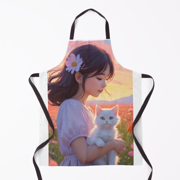 Item preview, Illustration - Child and Cat, Bucolic Scene at Sunset designed and sold by AnimeShin.