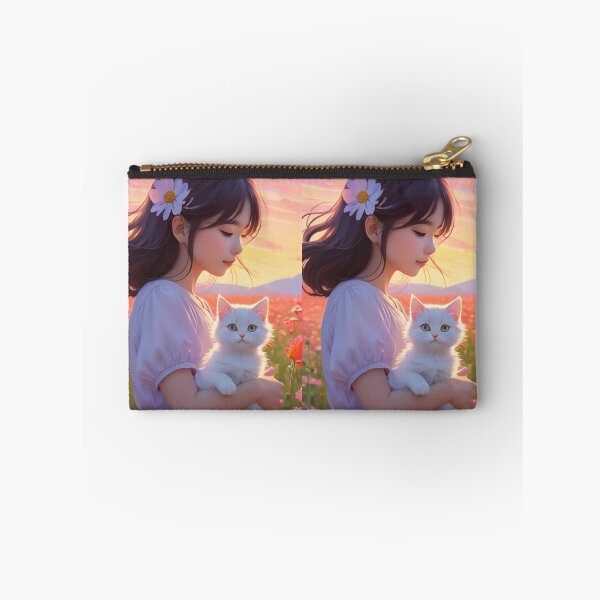 Item preview, Illustration - Child and Cat, Bucolic Scene at Sunset designed and sold by AnimeShin.
