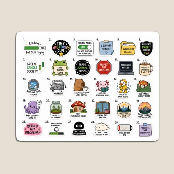 Item preview, 30 Cute Aesthetic Sticker Pack | Funny Gen Z Cartoon Stickers designed and sold by VUstudio.