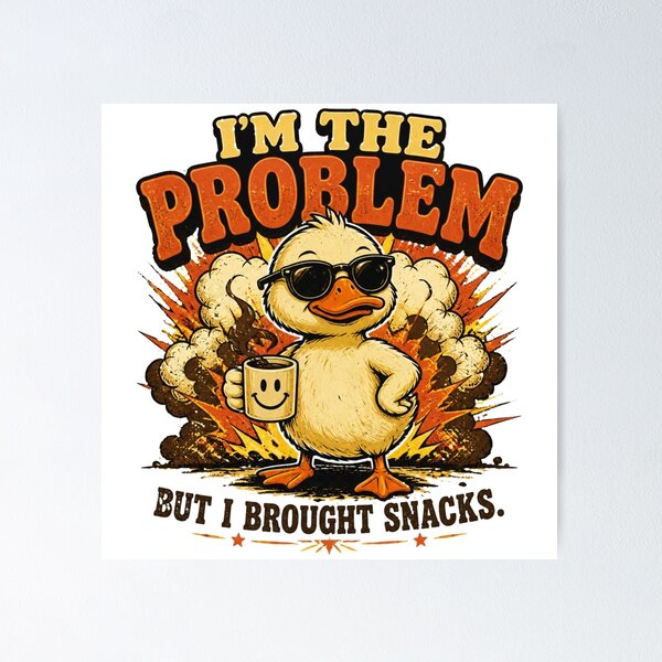 Item preview, I'm The Problem But I Brought Snacks Funny Duck Vintage Graphic T-Shirt designed and sold by Cavalier-org.