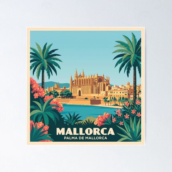 Item preview, Mallorca Palma De Mallorca Vintage Travel Poster designed and sold by MavtM.
