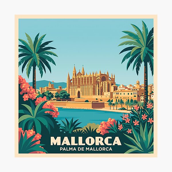 Item preview, Mallorca Palma De Mallorca Vintage Travel Poster designed and sold by MavtM.