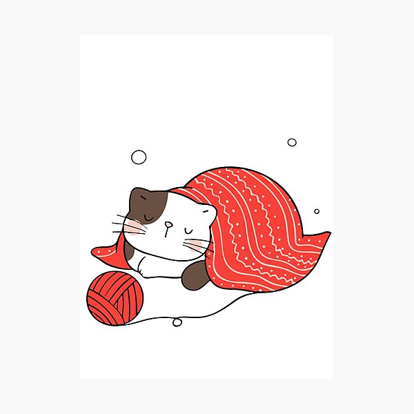 Item preview, Cat Sleeping In Christmas Cozy Holiday Kitty Illustration designed and sold by AvocadoShopp.