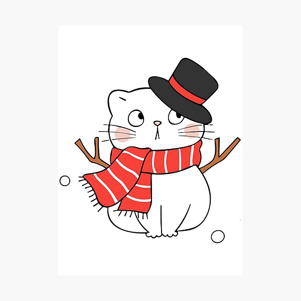 Item preview, Cat Snowman Cute Festive Winter Kitten Illustration designed and sold by AvocadoShopp.