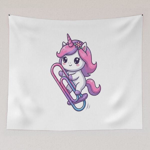 Item preview, Cute Unicorn Riding Paperclip Skateboard designed and sold by Ella_Sketch.
