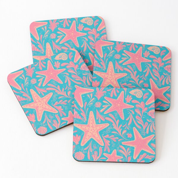 Item preview, Starfish Pattern | Turquoise Orange Coastal Beach Print | Sea Star Ocean Seamless Design designed and sold by MonNoir.