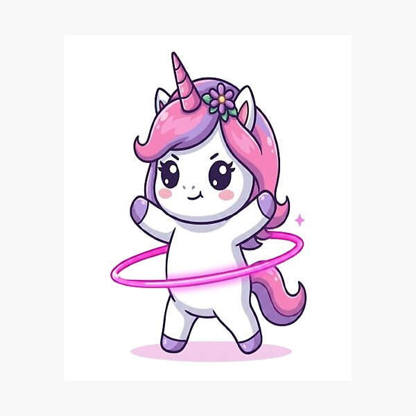 Item preview, Cute Unicorn Playing Hula Hoop designed and sold by Ella_Sketch.