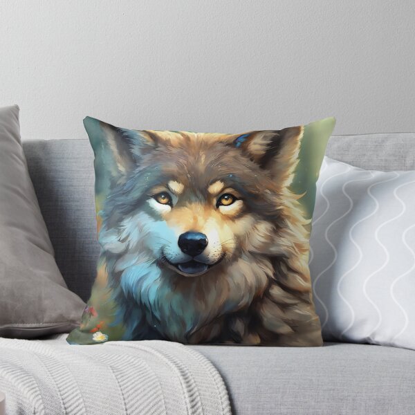 Item preview, Dreamy Wolf Portrait in Wildflower Forest designed and sold by alw951.