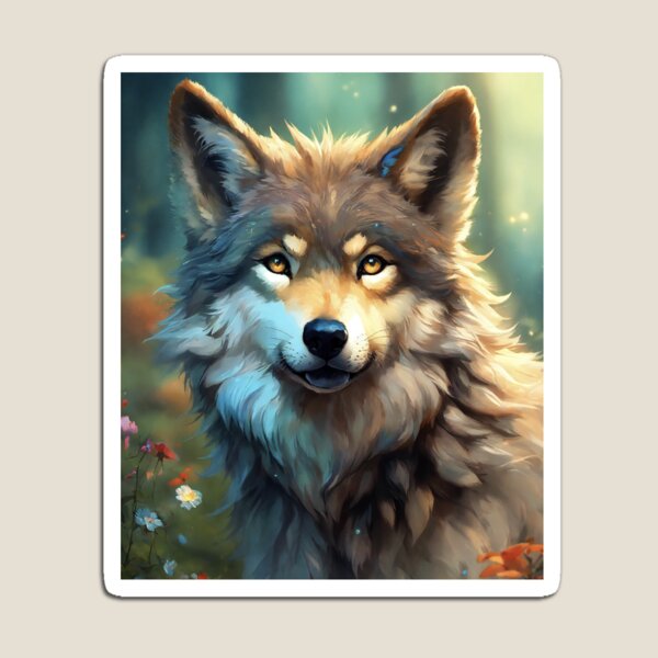 Item preview, Dreamy Wolf Portrait in Wildflower Forest designed and sold by ALW951.