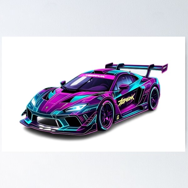 Item preview, Cyberpunk Japanese Neon Race Car - JDM Futuristic Synthwave Art designed and sold by Mavila Forge.