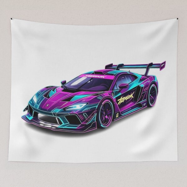 Item preview, Cyberpunk Japanese Neon Race Car - JDM Futuristic Synthwave Art designed and sold by Mavila Forge.