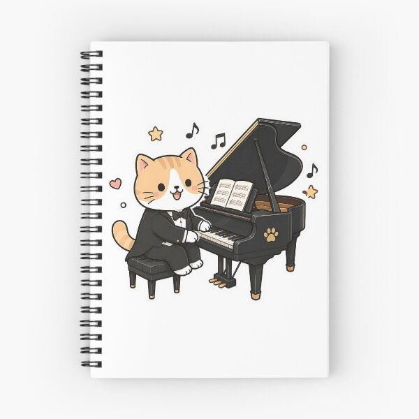 Item preview, Cute Pianist Cat Kawaii Musician Grand Piano Tuxedo Kitty Illustration designed and sold by NoopnyangStudio.