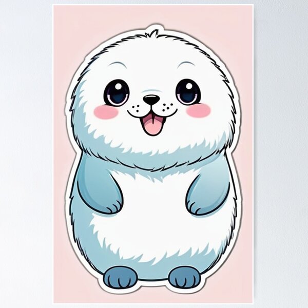 Item preview, Illustration - Cute Kawaii Style Seal, Childlike Aesthetic designed and sold by AnimeShin.