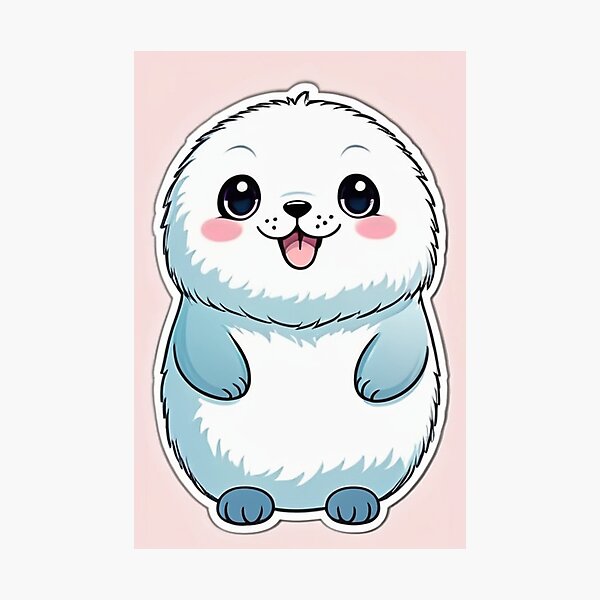 Item preview, Illustration - Cute Kawaii Style Seal, Childlike Aesthetic designed and sold by AnimeShin.