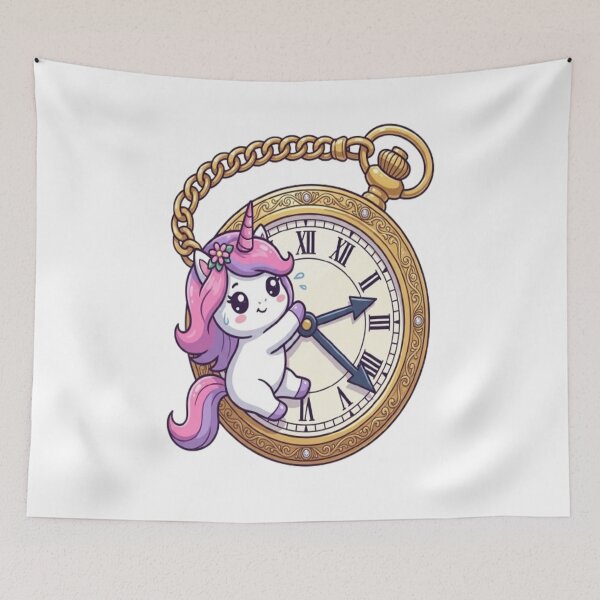 Item preview, Cute Unicorn Holding Pocket Watch designed and sold by Ella_Sketch.