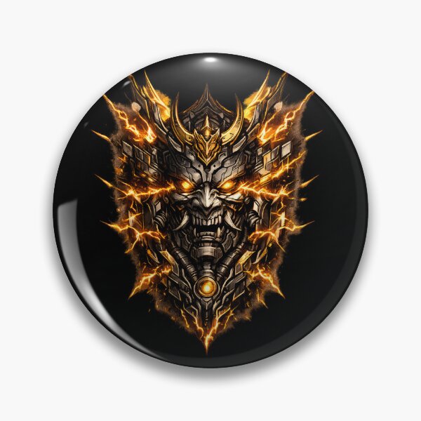 Item preview, Mechanical Samurai Oni Mask Electric Amber Shards designed and sold by RiteshCenter .