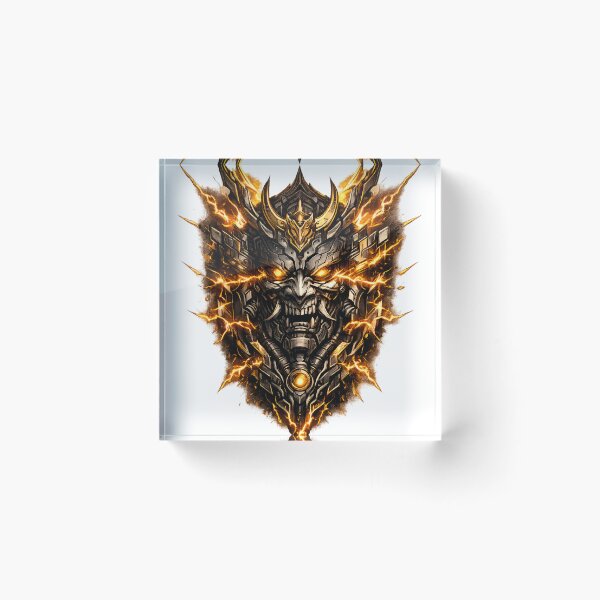 Item preview, Mechanical Samurai Oni Mask Electric Amber Shards designed and sold by RiteshCenter .