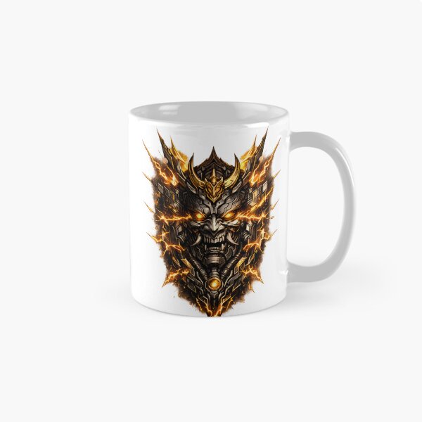 Item preview, Mechanical Samurai Oni Mask Electric Amber Shards designed and sold by RiteshCenter .