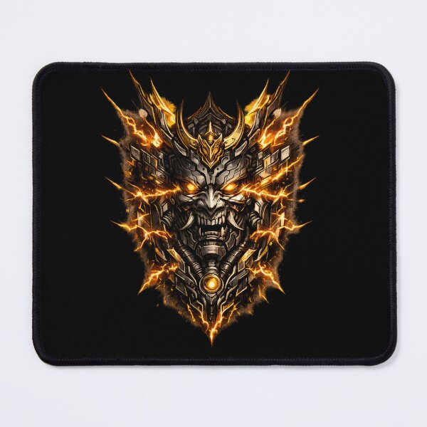 Item preview, Mechanical Samurai Oni Mask Electric Amber Shards designed and sold by RiteshCenter .