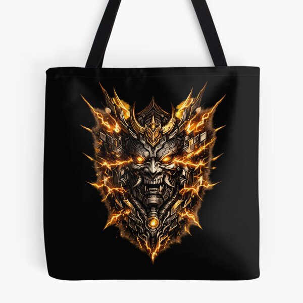 Item preview, Mechanical Samurai Oni Mask Electric Amber Shards designed and sold by RiteshCenter .