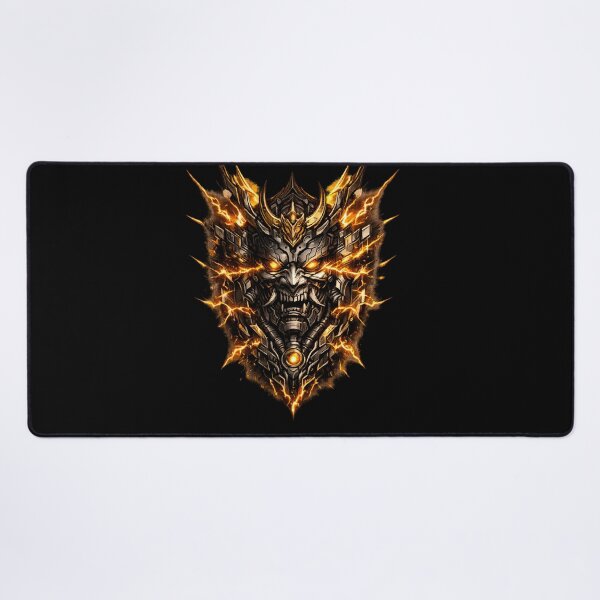 Item preview, Mechanical Samurai Oni Mask Electric Amber Shards designed and sold by RiteshCenter .