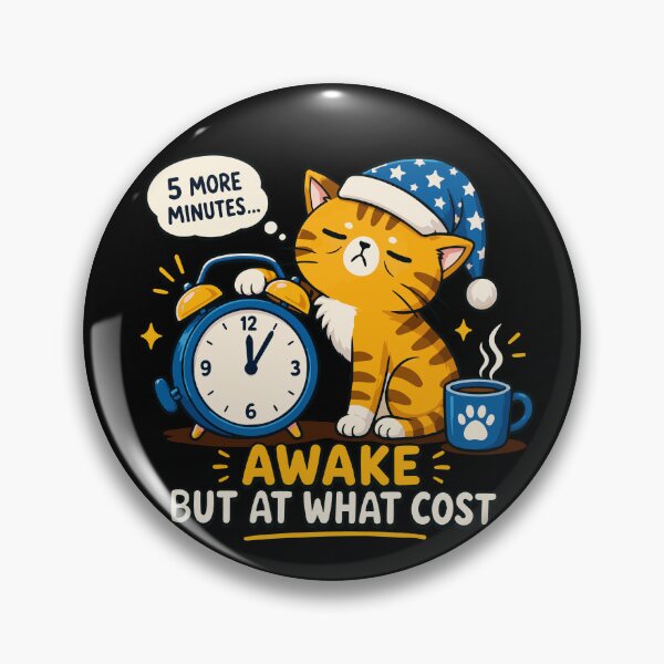 Item preview, Awake But At What Cost | Funny Sleepy Cat Morning Vector Design designed and sold by Huddy-clothes.