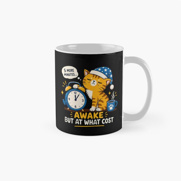 Item preview, Awake But At What Cost | Funny Sleepy Cat Morning Vector Design designed and sold by Huddy-clothes.