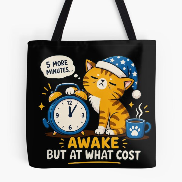 Item preview, Awake But At What Cost | Funny Sleepy Cat Morning Vector Design designed and sold by Huddy-clothes.