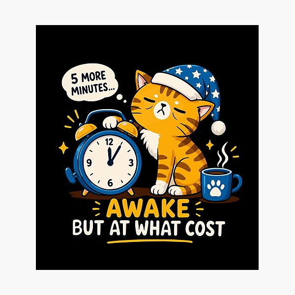 Item preview, Awake But At What Cost | Funny Sleepy Cat Morning Vector Design designed and sold by Huddy-clothes.
