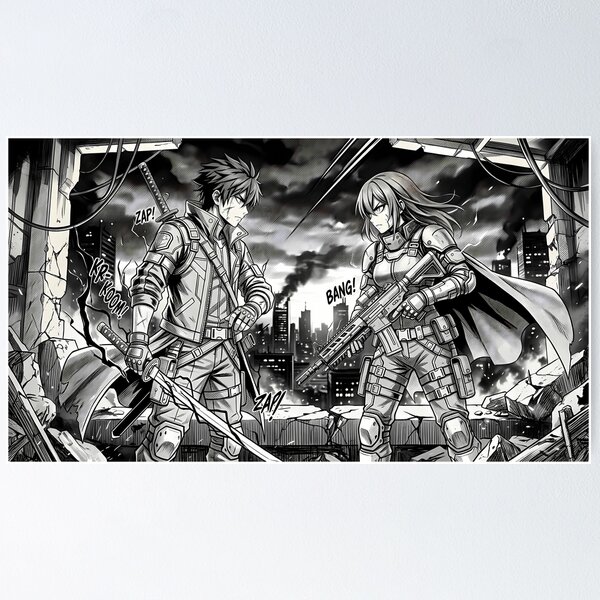 Item preview, Badass Manga Combat Poster designed and sold by Swizzy2vore.