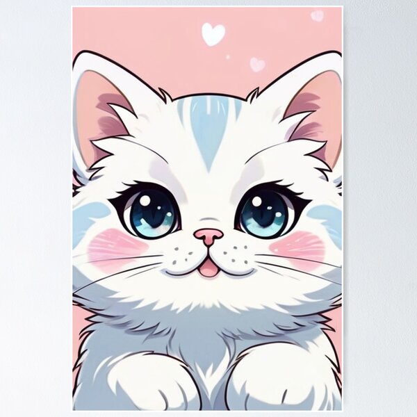 Item preview, Illustration - Cute Kitten, Japanese Kawaii Aesthetic designed and sold by AnimeShin.