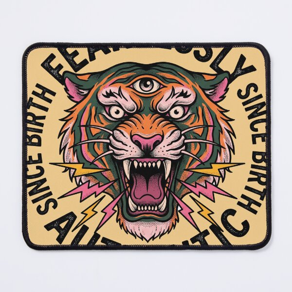 Item preview, Fearlessly Authentic Three-Eyed Tiger Traditional Tattoo Retro Design designed and sold by AdyKurniawan.