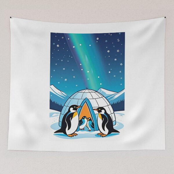 Item preview, Illustration - Emperor Penguins in a Polar Landscape, Cozy Atmosphere designed and sold by AnimeShin.