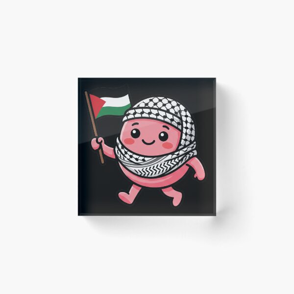 Item preview, Kawaii Keffiyeh Character Holding Palestine Flag Solidarity Mascot designed and sold by AdyKurniawan.