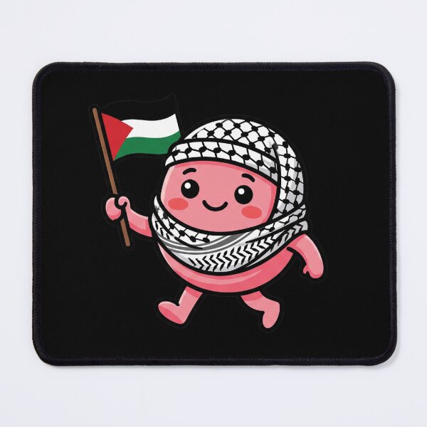 Item preview, Kawaii Keffiyeh Character Holding Palestine Flag Solidarity Mascot designed and sold by AdyKurniawan.