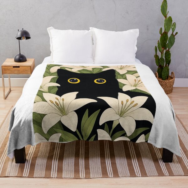 Item preview, cat with white lilies designed and sold by PurrfectHome.