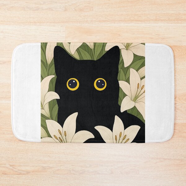 Item preview, cat with white lilies  designed and sold by PurrfectHome.