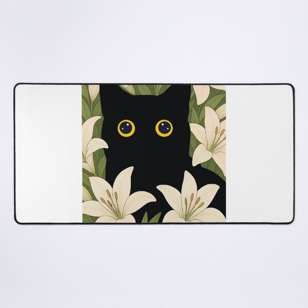 Item preview, cat with white lilies designed and sold by PurrfectHome.