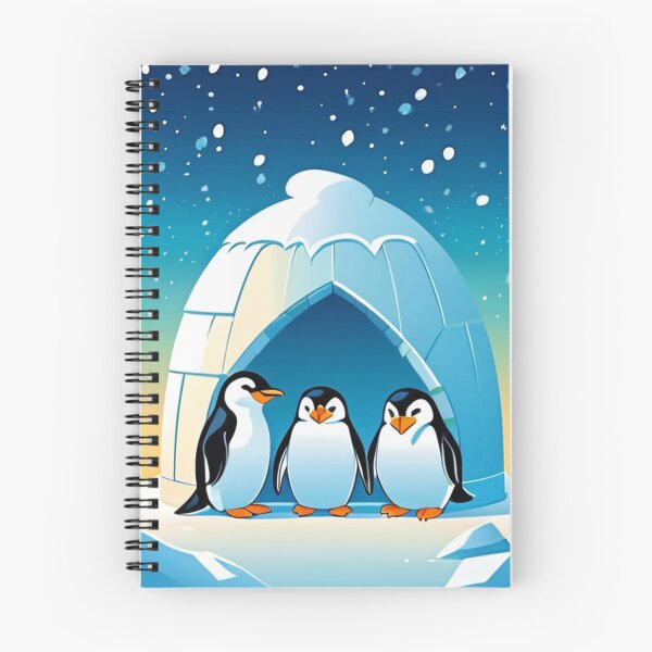 Item preview, Illustration - Emperor Penguins in Front of an Igloo, Childlike Winter Atmosphere designed and sold by AnimeShin.
