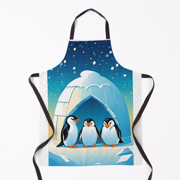 Item preview, Illustration - Emperor Penguins in Front of an Igloo, Childlike Winter Atmosphere designed and sold by AnimeShin.