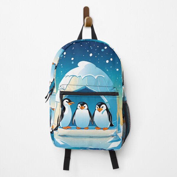 Item preview, Illustration - Emperor Penguins in Front of an Igloo, Childlike Winter Atmosphere designed and sold by AnimeShin.