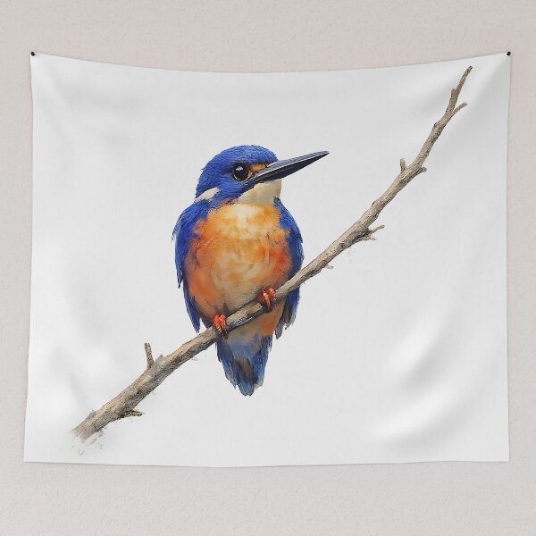 Item preview, Azure Kingfisher Portrait — Watercolour designed and sold by Jaruart.