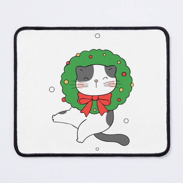 Item preview, Meowy Christmas Cat Floral Wreath Art designed and sold by AvocadoShopp.